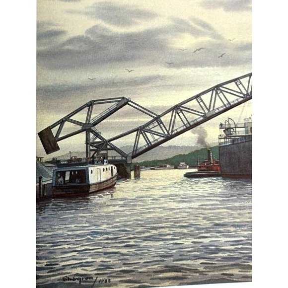 Vtg Ashtabula Ohio Harbor Pictures Signed and Dated 1988 - Picture 2 of 10